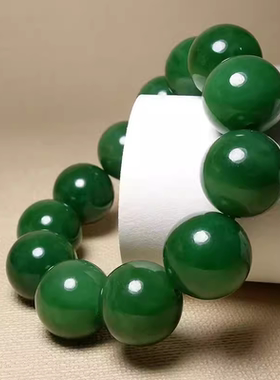 新疆碧玉手串菠菜绿圆珠手链