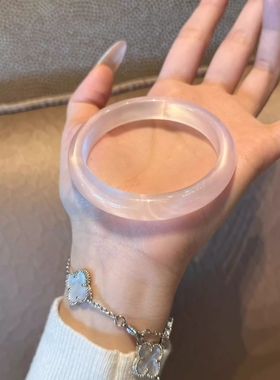 新款高级中式美人镯白月光镯子冰蓝手镯礼盒装