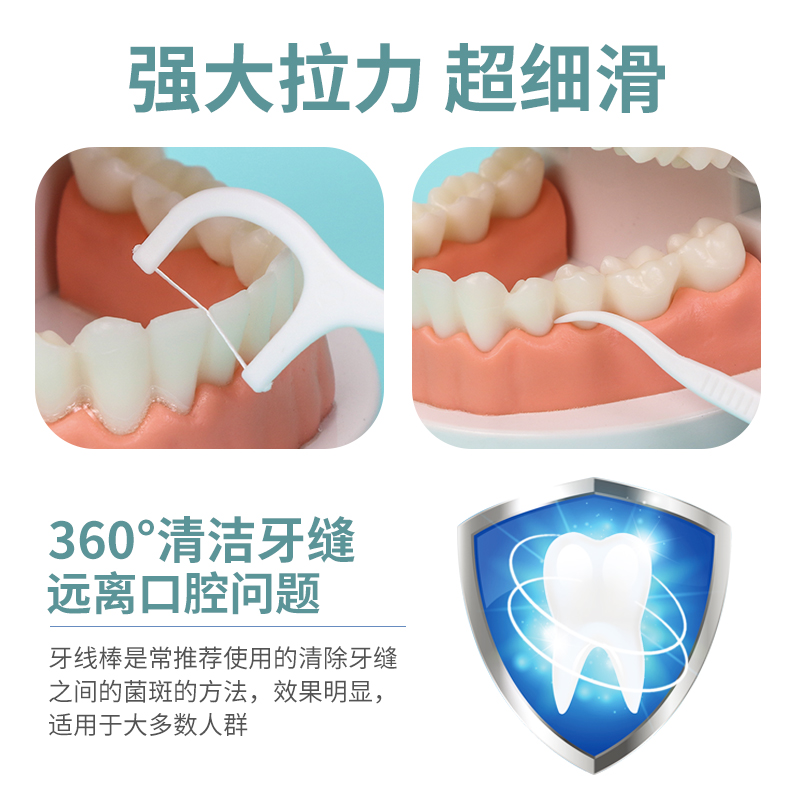 高拉力细滑牙线棒2盒共100支 - 图1