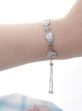 原创设计猫猫交响乐卡通可爱猫咪手链2025新款高级感抽拉链条手环