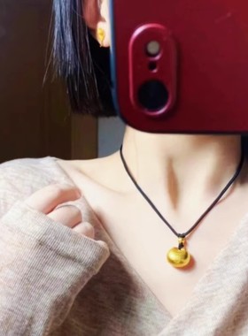 小金坨吊坠金古法黄金色项链女转运珠小胖福吊坠平安锁送女友礼物