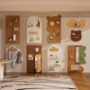 Living room bedroom entry solid wood hole board multifunctional storage rack shape wall storage display rack partition