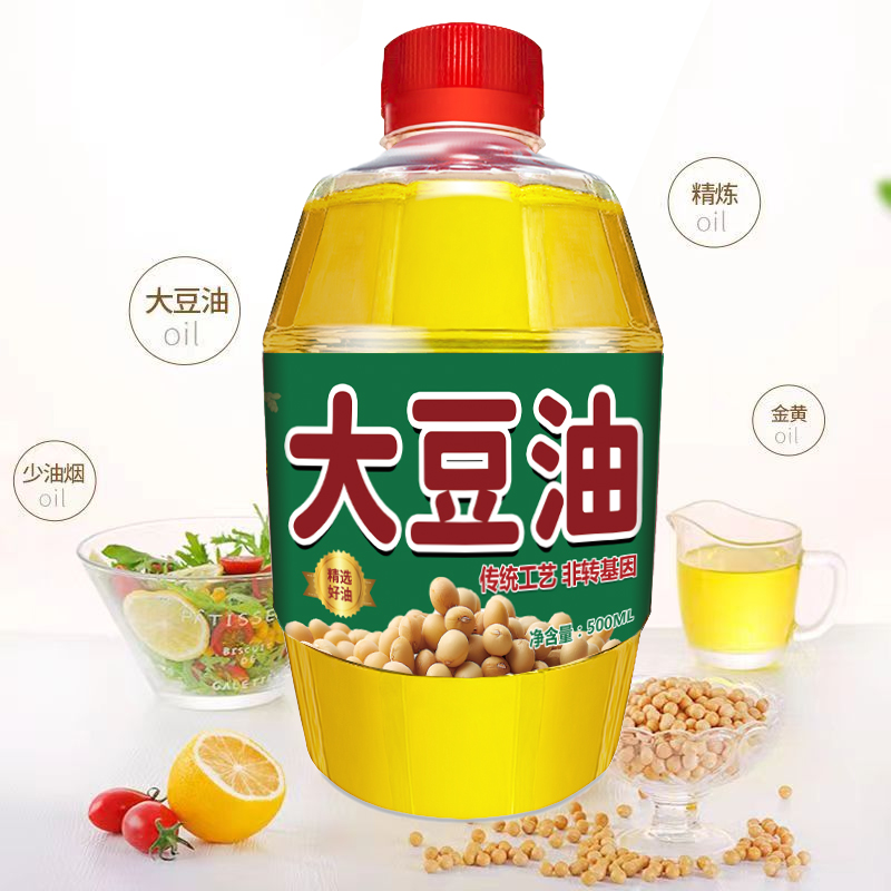 胡桃村一级大豆油非转基因5斤桶装1.8L食用油500ml商用批发植物油 - 图2