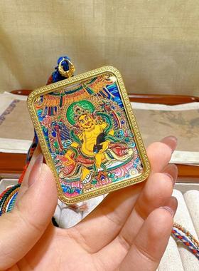 手工编织黄财神半手绘唐卡项链文玩配件手工DIY手串手链时尚配饰