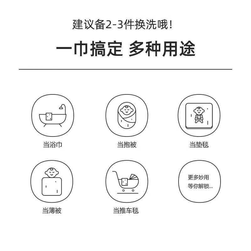 婴儿纱布浴巾新生宝宝超软纯棉全棉A类毛巾吸水夏季新款儿童盖毯 - 图2