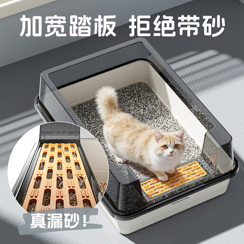 猫砂盆超大号防外溅封闭式特大半封闭猫厕所方形加高高围栏大型猫-图3