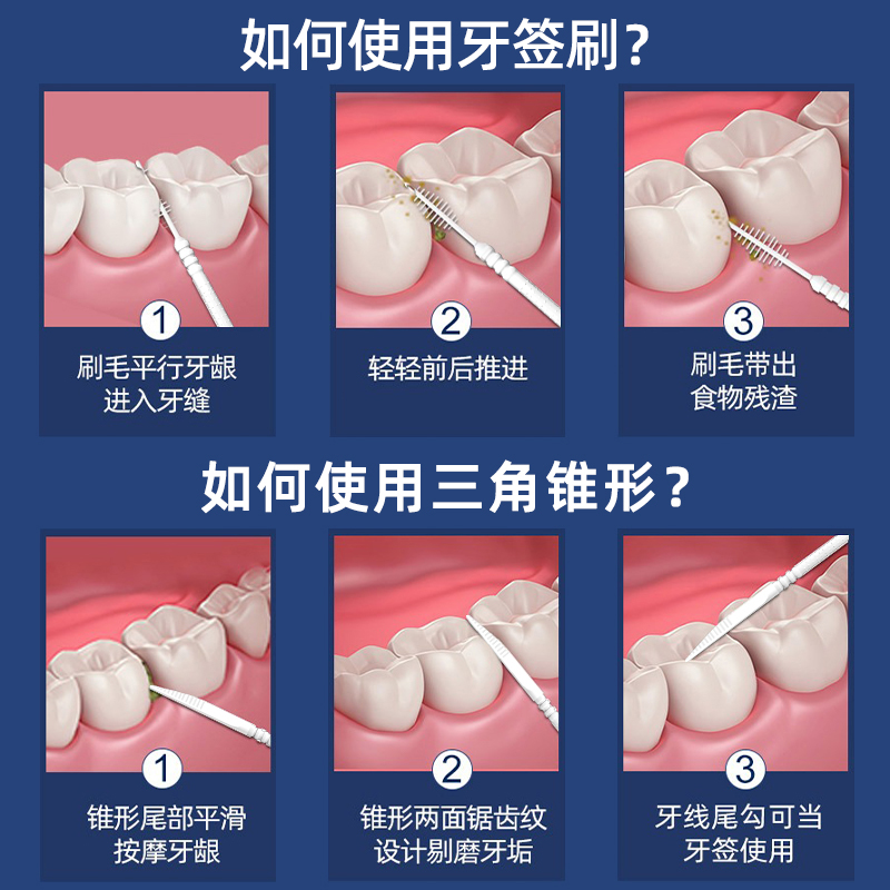 小鹿妈妈一次性牙签刷鱼骨便携式家用剔牙缝刷硅胶1200支尖头成人 - 图1