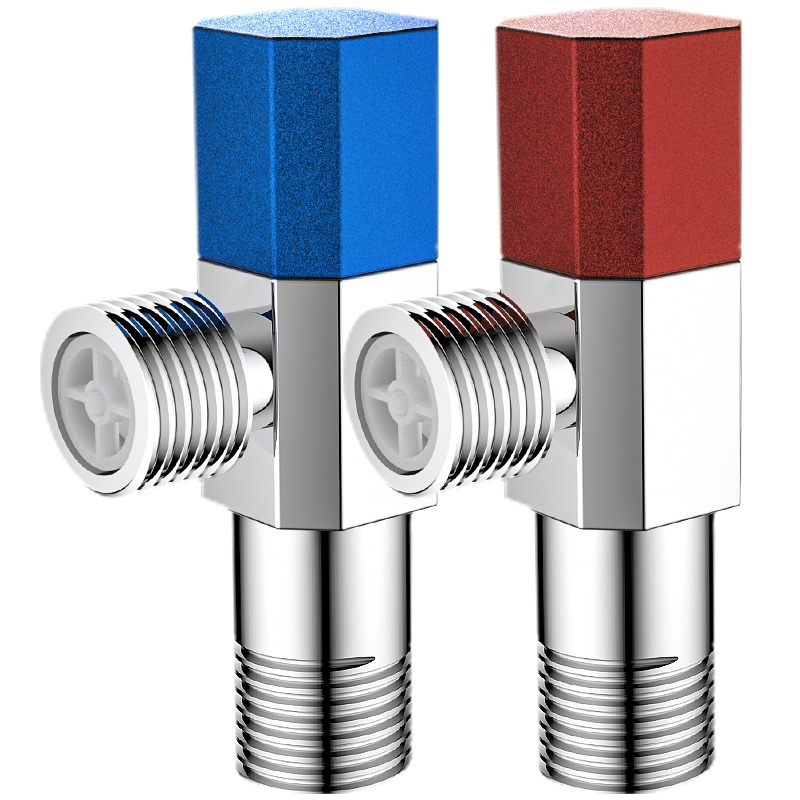 全铜带止回阀角阀冷热三角阀热水器开关阀门家用马桶加长出水4分