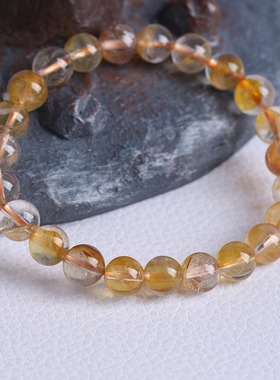 天然黄胶花水晶单圈手链巴西原色新矿种冰糖胶花手串饰品闺蜜礼物
