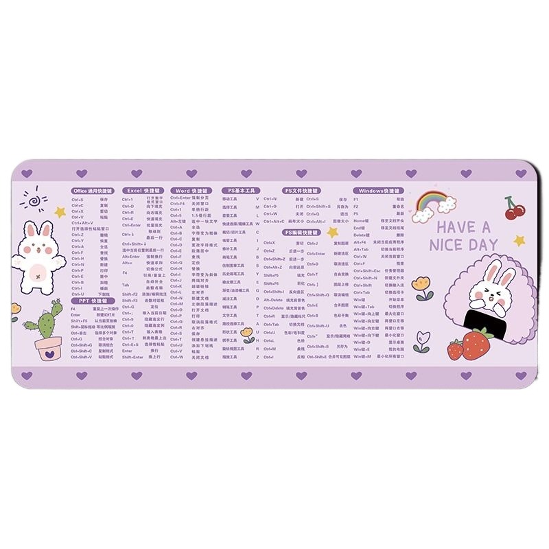 女生可爱鼠标垫超大号快捷键大全ps办公电脑桌垫键盘滑鼠垫子小号