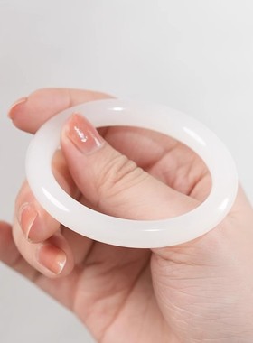 真玉白月光手镯女高级感玉镯子手饰阿富汗荔枝冻女镯碳酸盐质玉