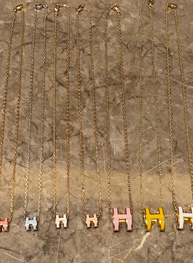 高版本V金镀18kH字母项链珐琅mini锁骨链男女高级时尚轻奢不掉色