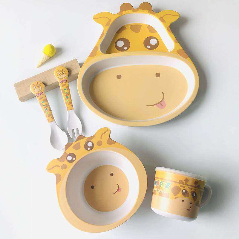 儿童餐盘分格卡通可爱宝宝家用吃饭辅食碗勺子竹纤维婴儿餐具套装,淘宝优惠券,粉丝福利购,淘宝优惠卷