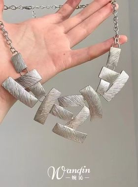 「无界之门」冷淡风夸张几何线条项链欧美独特金属朋克个性锁骨链