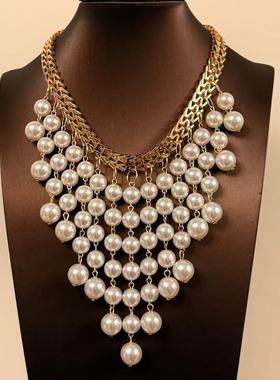 「珠帘旧梦」法式复古多流苏串珠项链高级感轻奢小众夸张锁骨链女