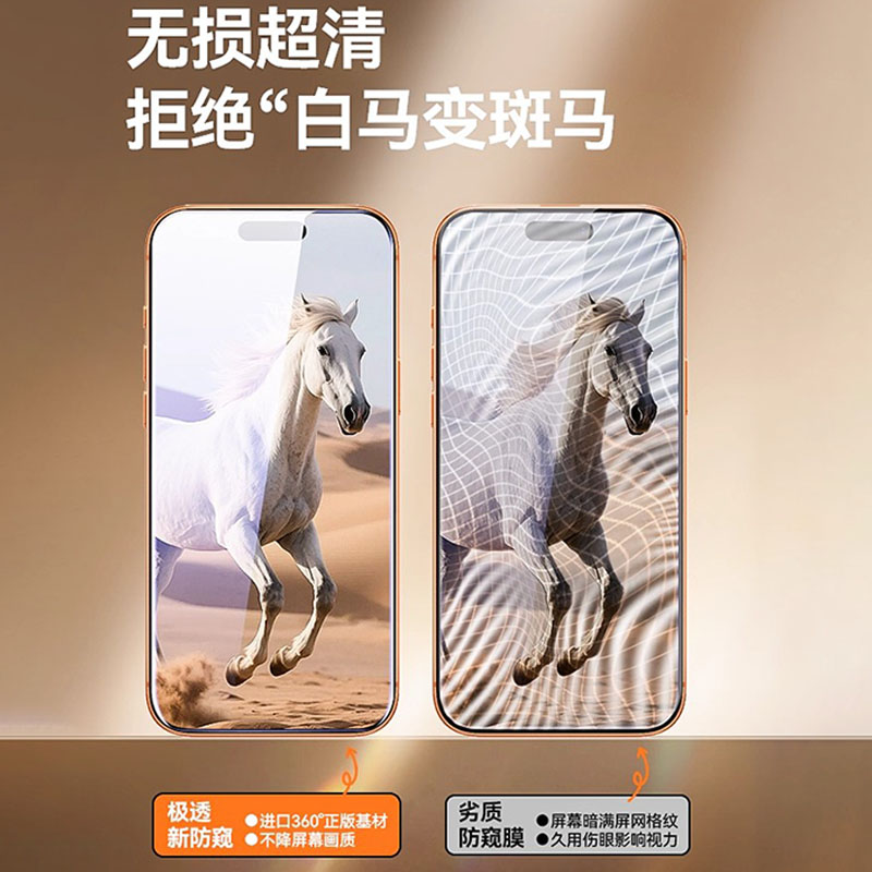 ZPV适用苹果17防窥膜防窥钢化膜iPhone16pro15防偷窥14plus手机膜13全屏12贴膜11防窥屏x保护pm防摔17air新款 - 图1