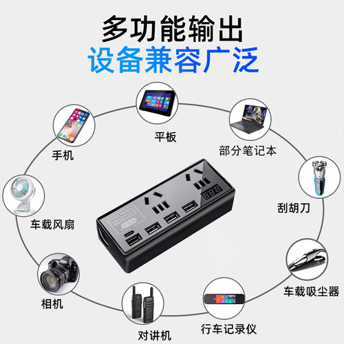 车载逆变器12V24V转220V汽车电动货车用变压电源转换器大功率插座-图1