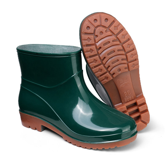 中帮雨鞋女防水防滑女款加棉保暖中筒靴水鞋胶鞋雨靴厨房黑色加绒