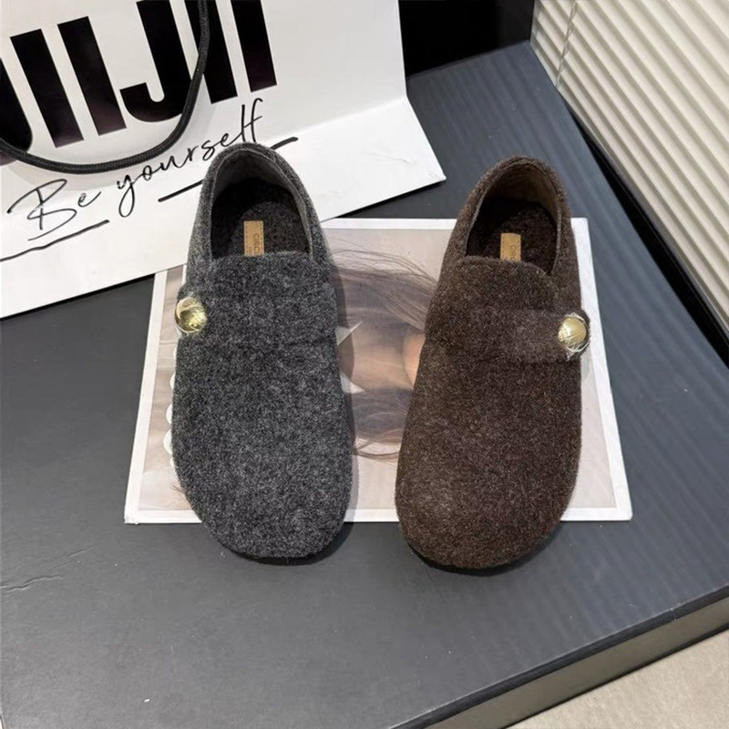 勃肯鞋子女瓢鞋2025年秋冬加绒保暖毛呢内增高乐福鞋灰色毛绒磨砂,淘宝优惠券,粉丝福利购,淘宝优惠卷
