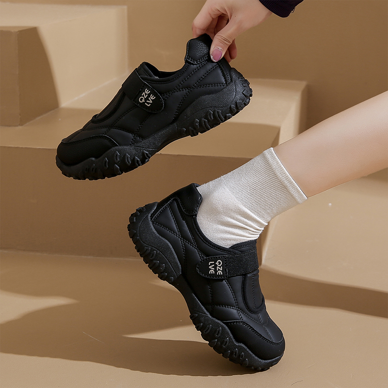软底防滑工作鞋不累脚秋季女款黑色运动鞋一脚蹬防水厨房上班黑鞋 - 图2