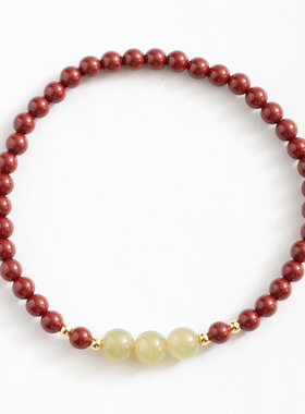 朱砂手串天然和田玉转运珠本命年饰品