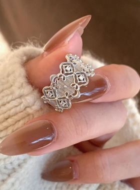 925雕刻宫廷风镂空宽版蕾丝戒指意大利复古工艺高级感百搭食指戒