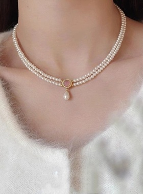 美人鱼 鱼尾项链精致温柔气质小米珍珠毛衣链秋冬新款锁骨链