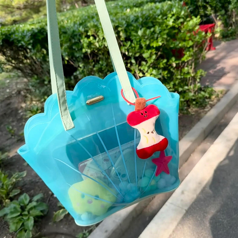 Waterproof swimming bag, shell beach bag, transparent sports fitness large capacity shoulder travel vacation beach bag for women