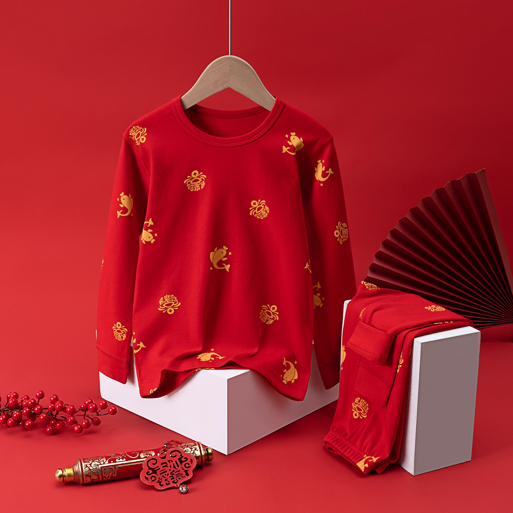 新年红色胖童本命年秋衣秋裤纯棉中大童加大加肥保暖内衣套装马年,淘宝优惠券,粉丝福利购,淘宝优惠卷