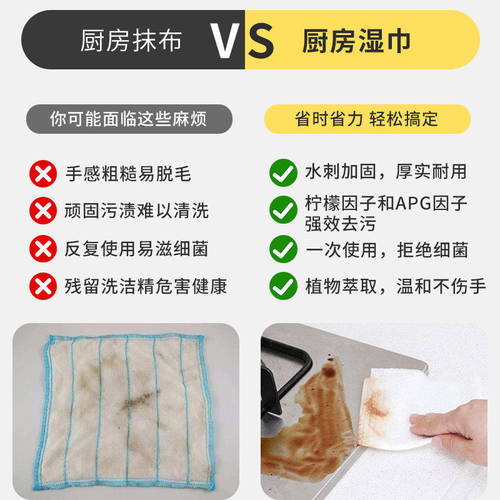 【800抽】厨房湿巾带盖加厚去除油污家用油烟机灶台一次性抹布 - 图2