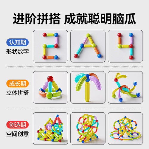 磁力棒儿童玩具男孩3-6岁磁力积木益智拼磁力片1-3岁磁吸磁铁百变 - 图1