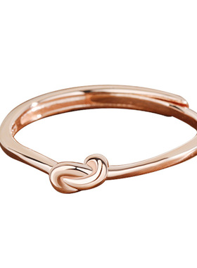 S925银绳结线条戒指女开口可调日式简约素圈随行指环冷淡风食指戒