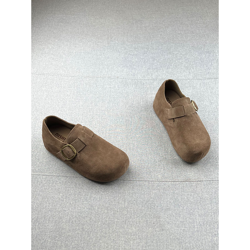 米新款~真皮一脚蹬内增高厚底勃肯鞋2025年秋防滑乐福鞋豆豆鞋女,淘宝优惠券,粉丝福利购,淘宝优惠卷