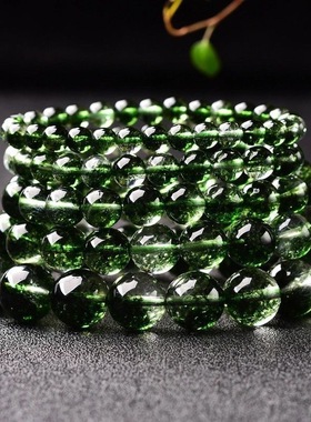 天然水晶手链女绿幽灵手串男绿色水晶石送女友礼物新年百搭手工