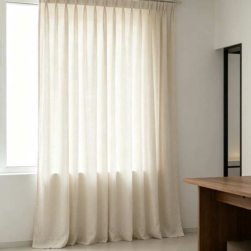 Modern simple light luxury door curtain polyester cotton solid color simple ins style home fabric living room bedroom semi-blackout curtain