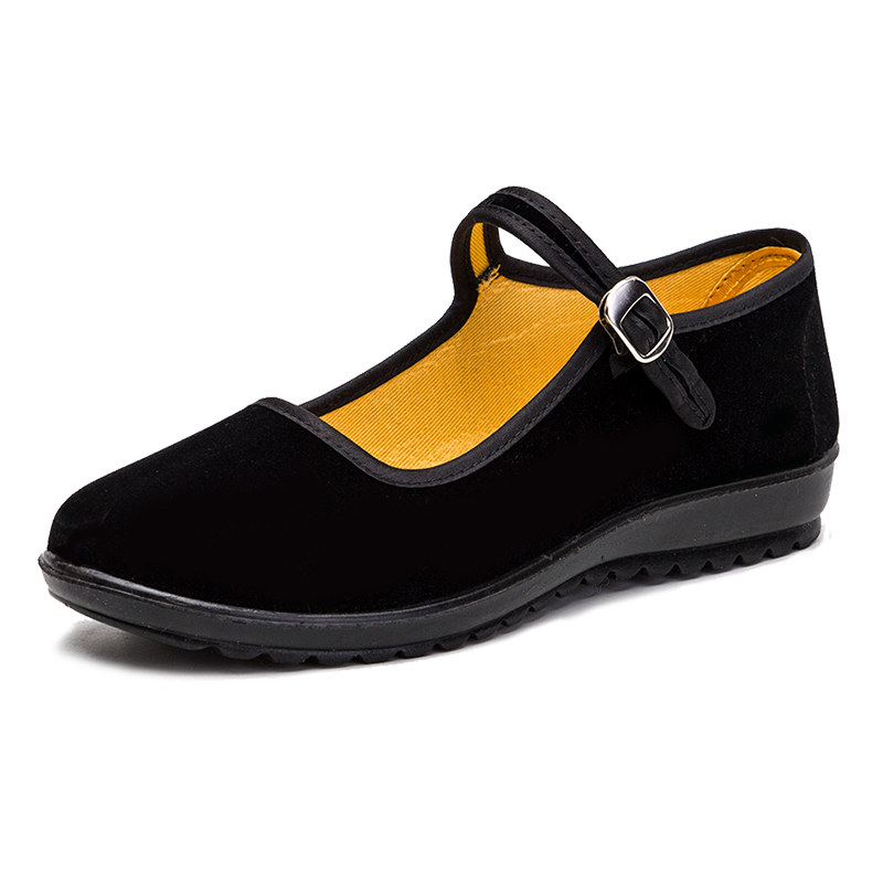 老北京布鞋女鞋单鞋休闲工作鞋女黑酒店上班鞋平底跳舞妈妈软底鞋