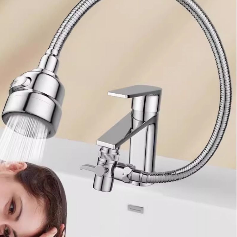 洗脸盆水龙头延伸器加长卫生间面盆外接万向出水摇臂防溅洗头神器 - 图0