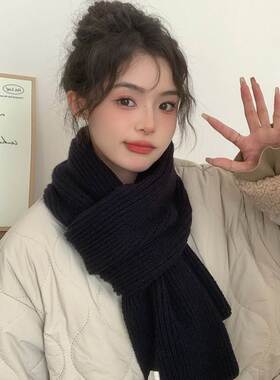 红色围巾女2025新款秋冬季生日礼物针织围脖套灰色三角形黑色粉色