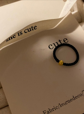 小金珠戒指女男情侣转运珠豆豆手工编织手绳小众设计款ins风时尚