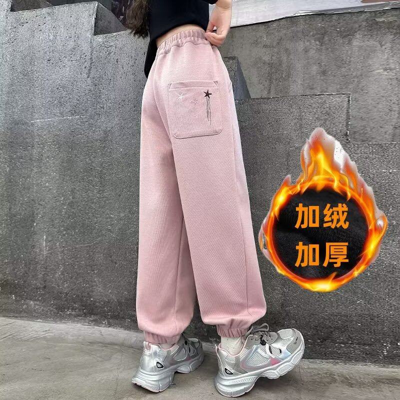 女童秋冬裤子2026新款中大童冬季加绒儿童束脚运动卫裤时髦黑色,淘宝优惠券,粉丝福利购,淘宝优惠卷
