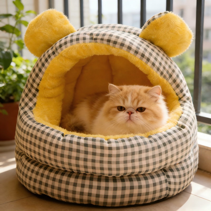 网红猫窝小型狗窝房子窝封闭式猫床猫咪踩奶加绒睡袋猫狗犬通用窝,淘宝优惠券,粉丝福利购,淘宝优惠卷