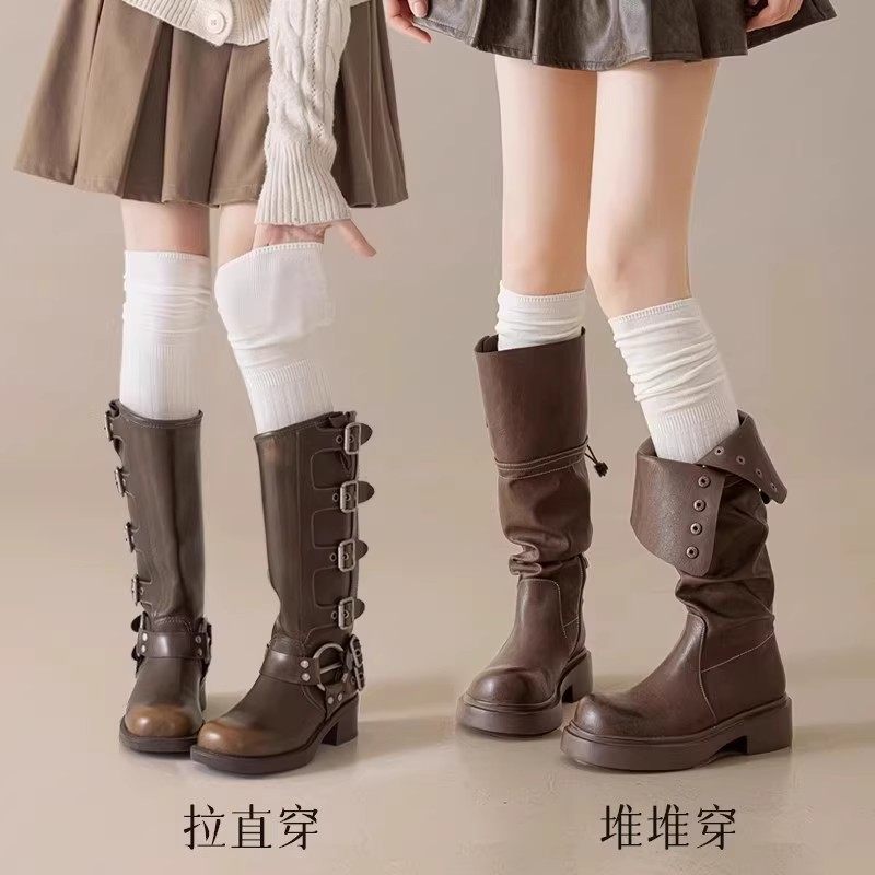 长筒靴袜子女搭配靴子小腿堆堆过膝袜秋冬内搭白色长筒袜羊毛高筒,淘宝优惠券,粉丝福利购,淘宝优惠卷