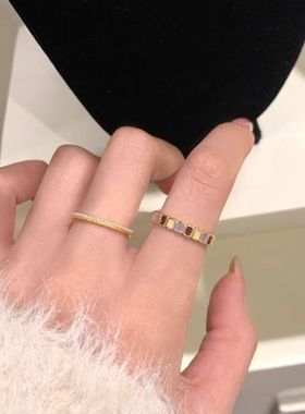 焦糖香芋彩色滴釉仿珍珠戒指女轻奢高级感食指戒小众设计叠戴指环