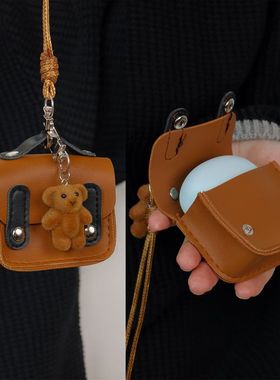 耳机包日韩风美拉德皮质小熊包包挂件吊坠项链长款毛衣链编织绳