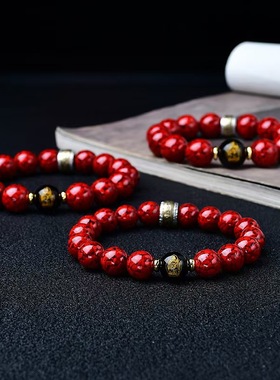 天然朱砂晶体砂手串男女款
