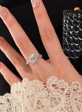 「旋转芭蕾」爆闪鸽子蛋钻戒ins气质高级戒指指环送女友求婚礼物