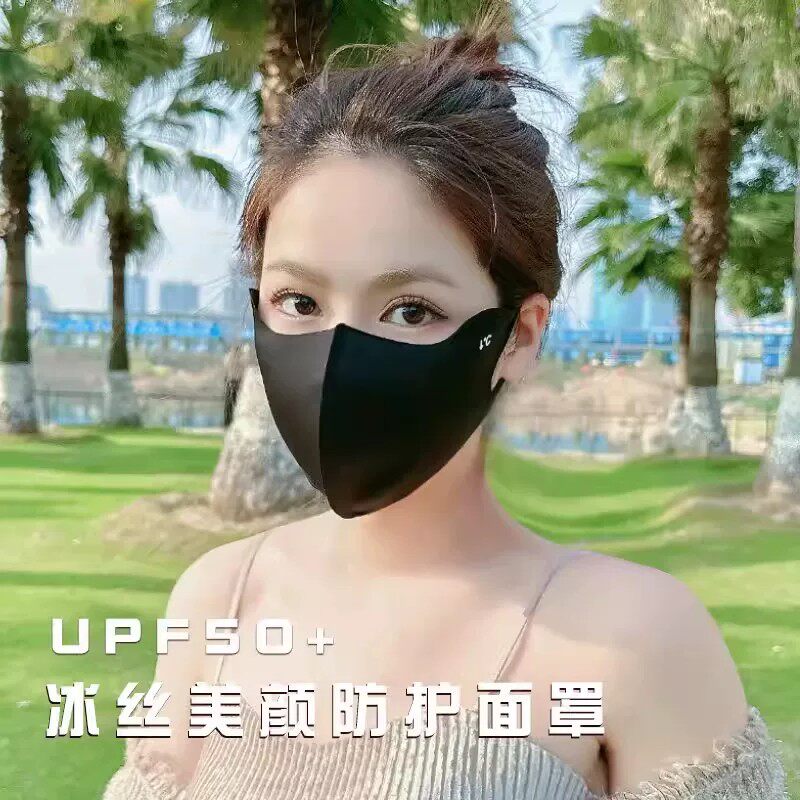 无痕护眼角冰丝防晒口罩女夏季防紫外线护眼角冰丝3d立体遮阳面罩