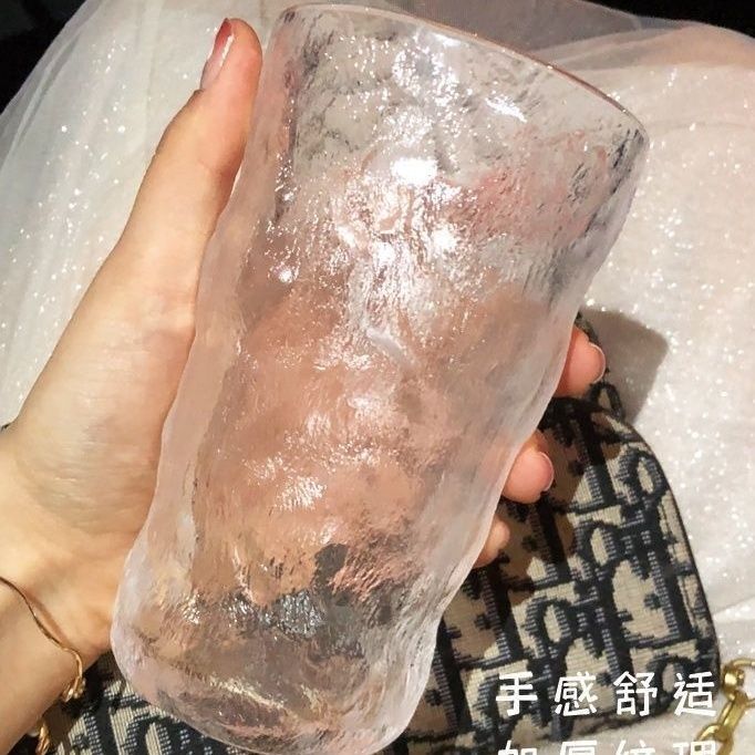 冰川纹玻璃杯高颜值水杯女ins风咖啡啤酒杯拍一发六耐高温无铅-图2