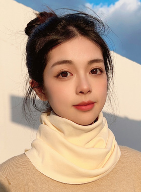 德绒保暖护颈围脖2025新款女士秋冬季薄款脖套女围巾轻薄黑色灰色