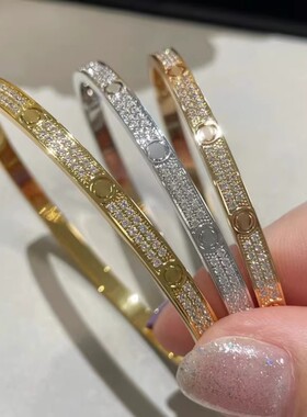 高版本卡LOVE经典手镯宽版玫瑰金配螺丝刀不掉色手环家窄版情侣款